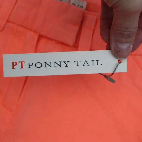 Ponny Tail Shorts Womens S Neon Orange Flat Front Mid Rise Slash Pockets Chino - Picture 8 of 16